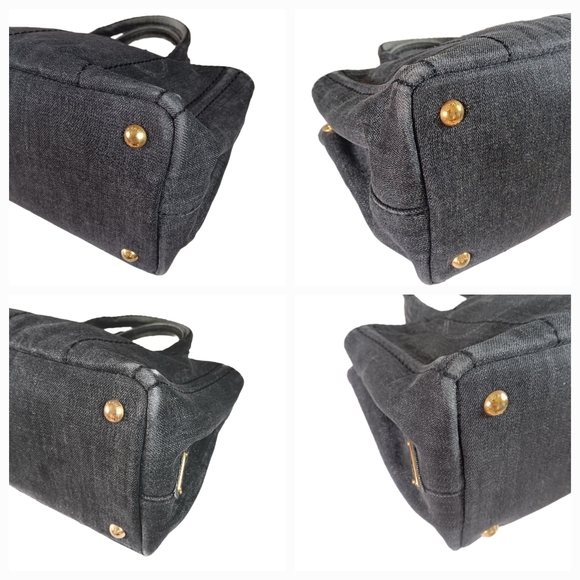 SOLD ‼️PRADA Canapa EUC Denim Black Mini Tote w/Strap - Picture 13 of 17